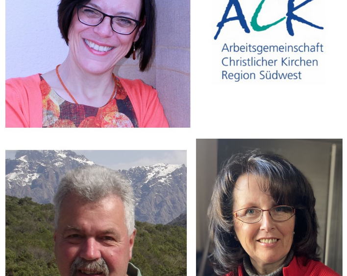 Die neue ACK-Vorsitzende Jutta Walber (oben links) und ihre Stellvertreter Jürgen Tibusek und Anna Werle (Foto: ACK-Südwest)