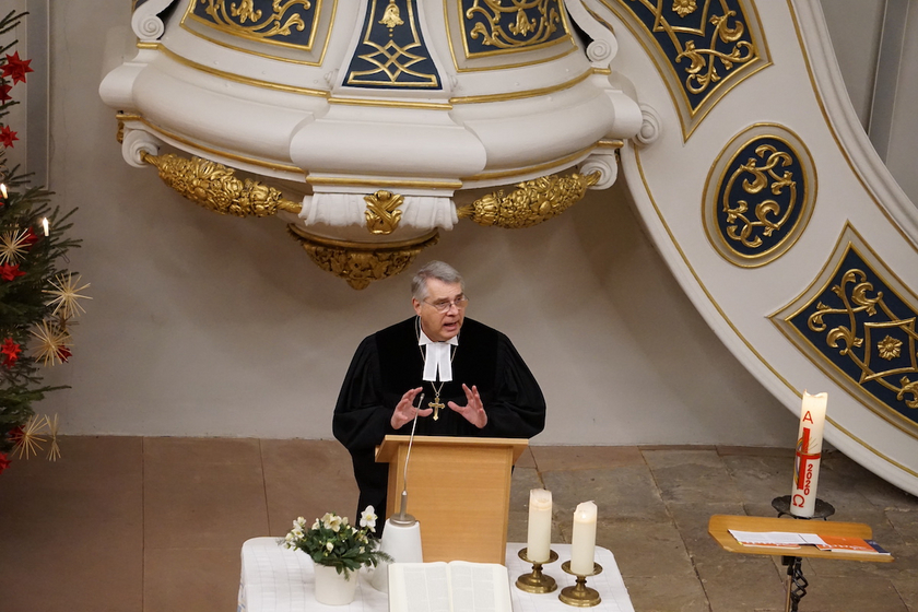 Kirchenpräsident Christian Schad in Edenkoben. Foto: lk/Jahn. Kirchenpräsident Christian Schad in Edenkoben. Foto: lk/Jahn.