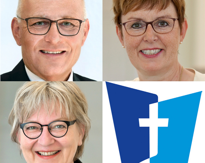 Bewerben sich um die Nachfolge des pfälzischen Kirchenpräsidenten (v.l.n.r.): Albrecht Bähr, Marianne Wagner, Dorothee Wüst. Fotos: lk/DWP/Landry.