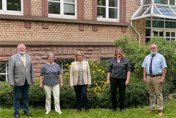 Neues Präsidium der Landessynode: Hermann Lorenz, Evelin Urban, Christine Schöps, Daniela Freyer, Joachim Schäfer (v.l.n.r.). Foto: lk/Schreiner.