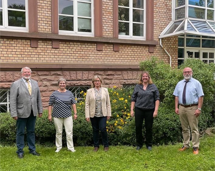 Neues Präsidium der Landessynode: Hermann Lorenz, Evelin Urban, Christine Schöps, Daniela Freyer, Joachim Schäfer (v.l.n.r.). Foto: lk/Schreiner.