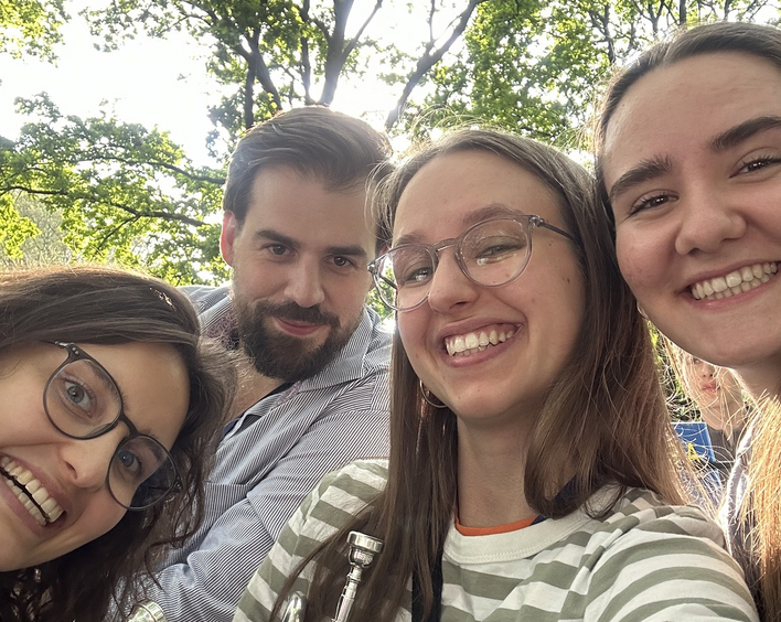 Posaunenchor Ruchheim (von links nach rechts): Tirza Vogelsberg, Landesposaunenwart Matthias Fitting, Salome Hölzle, Theresa Rottmayer. Foto: lk/privat
