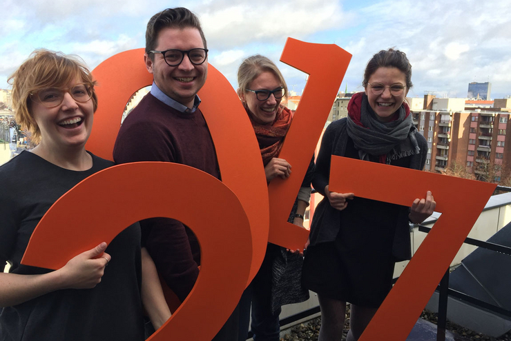 Pfälzer in der Kirchentagsorganisation 2017: Anne Steeg, Till Strang, Lisa Rheinheimer und Annika Hanke (v.l.). 
