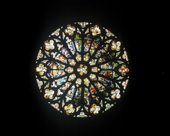 Rosetten-Fenster in der Gedächtniskirche in Speyer. Foto: lk/Landry Rosetten-Fenster in der Gedächtniskirche in Speyer. Foto: lk/Landry