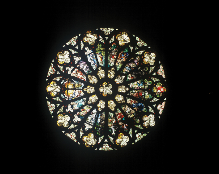 Rosetten-Fenster in der Gedächtniskirche in Speyer. Foto: lk/Landry