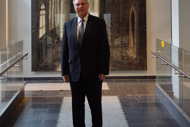 Kirchenpräsident Christian Schad im Alten Augusteum der Universität Leipzig