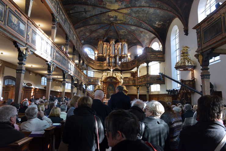 Fernsehgottesdienst anlässlich des Reformationsjubiläums 2017 in der Speyerer Dreifaltigkeitskirche. Foto: Landry