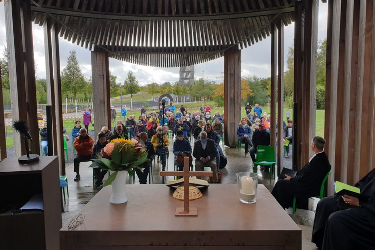 Abschlussgottesdienst 2020 und Verabschiedung von Rainer Fischer im Kirchenpavillon Himmelgrün in Landau.
