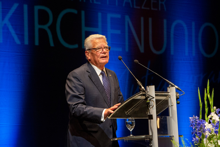 Der ehemalige Bundespräsident Joachim Gauck hielt die Rede beim Festakt zum Jubiläum "200 Jahre Pfälzer Kirchenunion". Foto: view