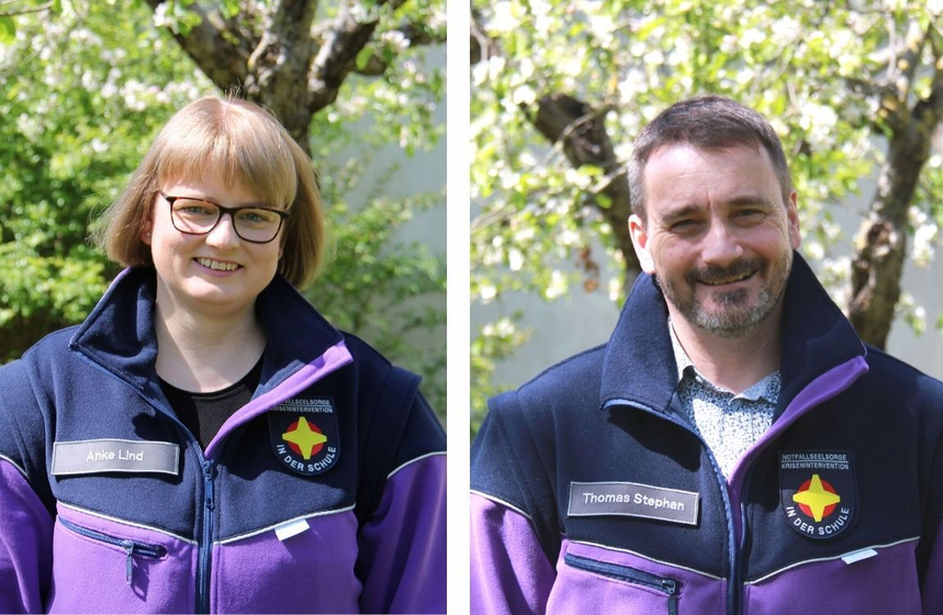 Sind in der Schulseelsorge für Kinder, Jugendliche, Lehrkräfte und Eltern da: Anke Lind (evangelisch) und Thomas Stephan (katholisch). Sind in der Schulseelsorge für Kinder, Jugendliche, Lehrkräfte und Eltern da: Anke Lind (evangelisch) und Thomas Stephan (katholisch).