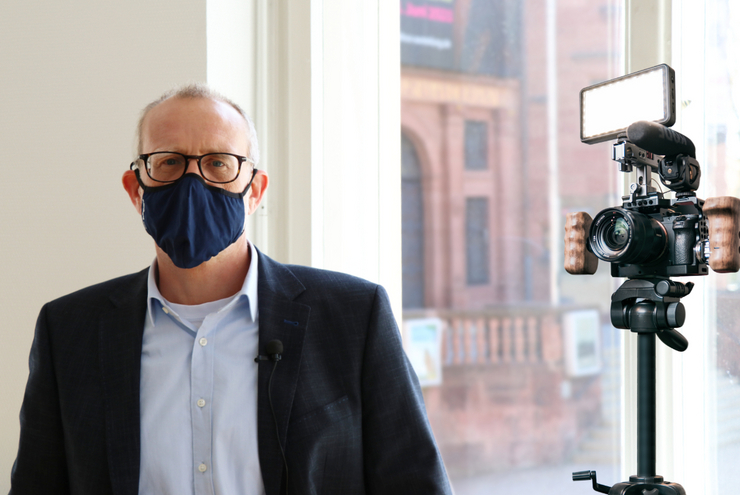 Oberkirchenrat Claus Müller wirbt in einer Videobotschaft für die Solidarität mit den Gewerkschaften.
