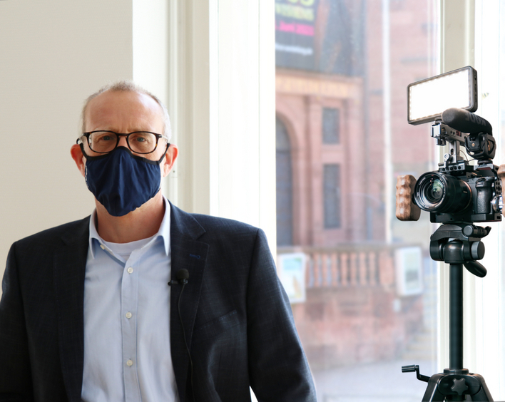 Oberkirchenrat Claus Müller wirbt in einer Videobotschaft für die Solidarität mit den Gewerkschaften.