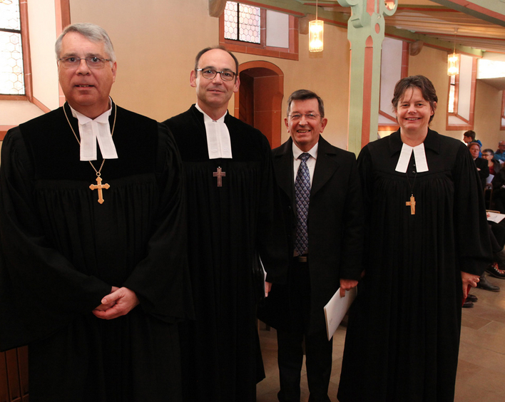 Christian Schad, Dietmar Zoller, Christian Albecker und Esther Lenz (v.l.) gestalteten den Gottesdienst..