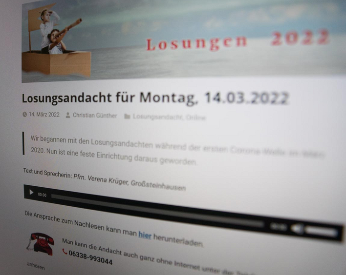Die Losungsandachten laufen über unter anderem über die Homepage der Gemeinde. 
