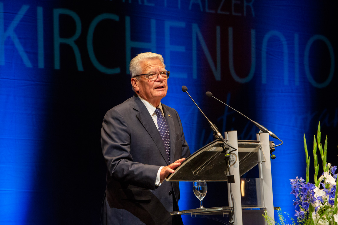 Der ehemalige Bundespräsident Joachim Gauck hielt die Rede beim Festakt zum Jubiläum "200 Jahre Pfälzer Kirchenunion". Foto: view