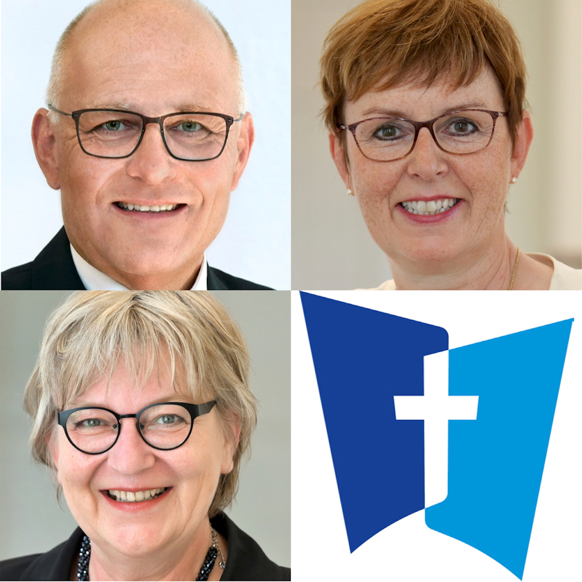 Bewerben sich um die Nachfolge des pfälzischen Kirchenpräsidenten (v.l.n.r.): Albrecht Bähr, Marianne Wagner, Dorothee Wüst. Fotos: lk/DWP/Landry.