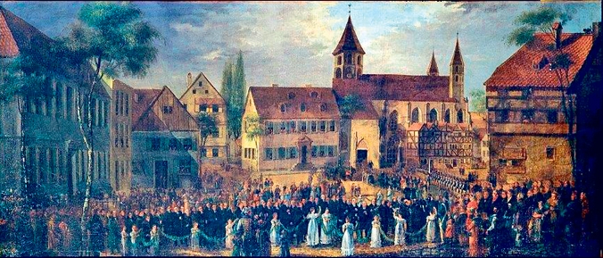 Der Unionszug 1818 zur Stiftskirche Kaiserslautern.