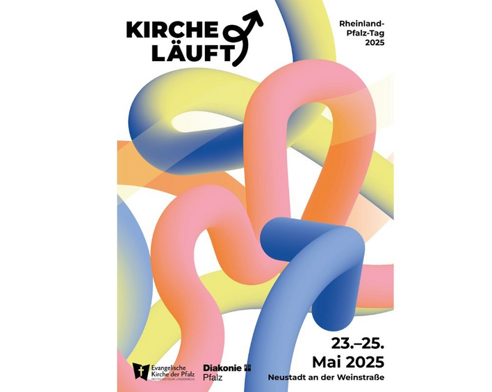 Plakat der Evangelischen Kirche der Pfalz und des Diakonischen Werks zum Rheinland-Pfalz-Tag in Neustadt. Gestaltung: Celina Sturm