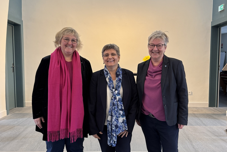 Veröffentlichen anlässlich des Gedenktags eine gemeinsame Videobotschaft (von links): Landesbischöfin Heike Springhart (Baden), UEPAL-Präsidentin Isabelle Gerber und Kirchenpräsidentin Dorothee Wüst. Foto: lk