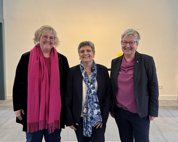 Veröffentlichen anlässlich des Gedenktags eine gemeinsame Videobotschaft (von links): Landesbischöfin Heike Springhart (Baden), UEPAL-Präsidentin Isabelle Gerber und Kirchenpräsidentin Dorothee Wüst. Foto: lk