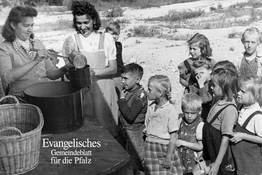 Hunger und Armut waren nach Kriegsende weit verbreitet: Kinderspeisung in Maxdorf. Foto: ZASP Abt. 102.01. Nr. 309