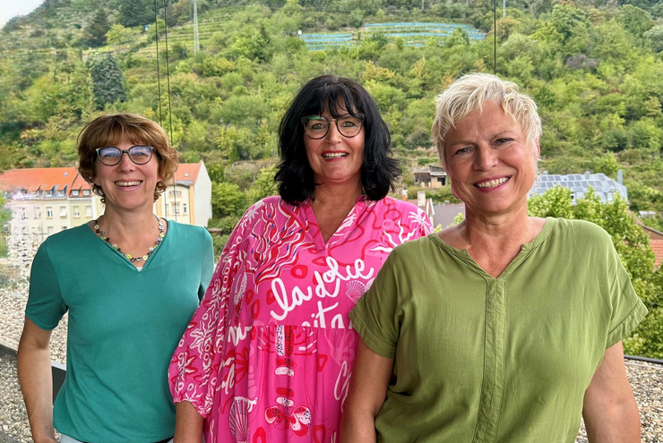 Organisationsteam "himmelgrün" der Landesgartenschau 2027: Monika Kreiner, Brigitte Hahn, Mechthild Werner (v. l.). Foto: lk